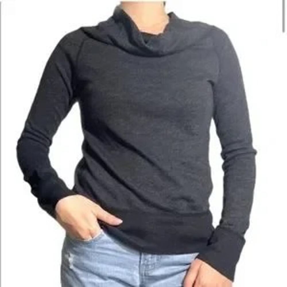 Standard James Perse 2 Cowl Boat Neck Long Sleeve Slub Purple Size M